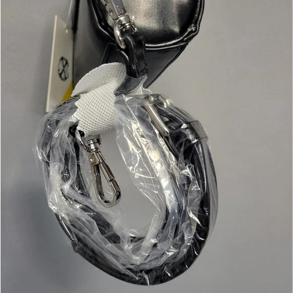 CXL by Christian Lacroix Crossbody Bag Womens Black Laine Matte Patent Purse - Picture 6 of 16